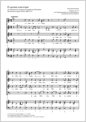 Johann Michael Haydn: O sacrum convivium - Noten | Carus-Verlag