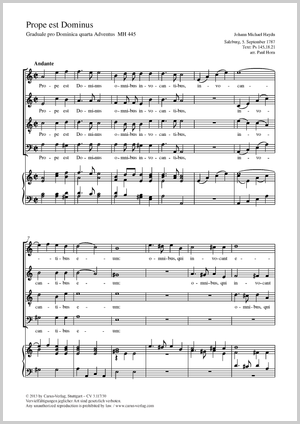 Prope est Dominus Graduale pro Dominica quarta Adventus Score, separate edition from a choral collection