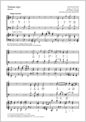 Tantum ergo Partitur, Einzelausgabe aus Chorbuch