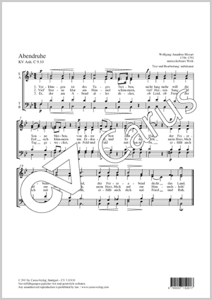 Abendruhe Partition, édition séparée avec recueil de musique chorale
