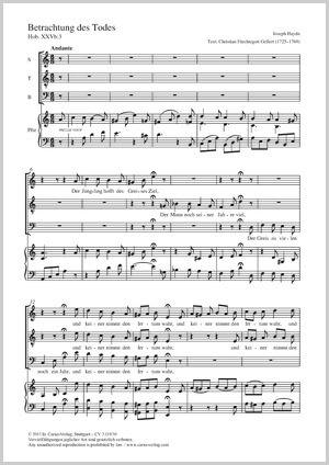 Joseph Haydn: Betrachtung des Todes - Sheet music | Carus-Verlag