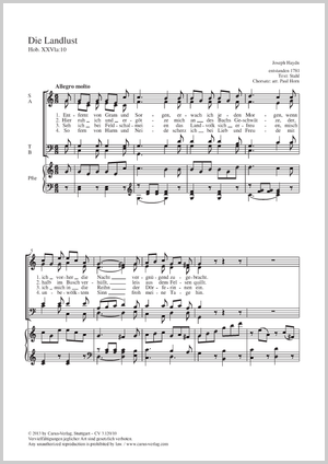 Die Landlust Partition, édition séparée avec recueil de musique chorale