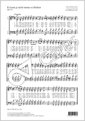 Es kann ja nicht immer so bleiben Score, separate edition from a choral collection