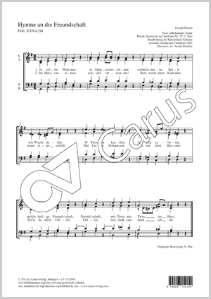Hymne an die Freundschaft Partitur, Einzelausgabe aus Chorbuch