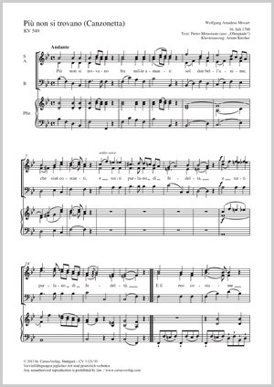 Wolfgang Amadeus Mozart: Più si - Sheet music Buy choral sheet music