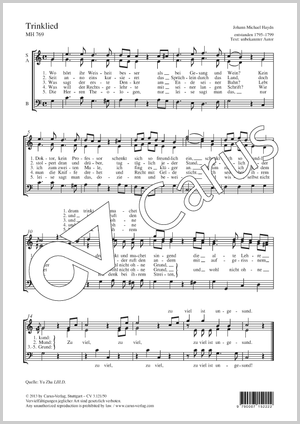 Johann Michael Haydn: Trinklied - Noten | Carus-Verlag