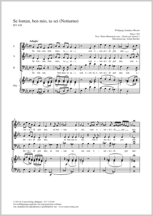 Se lontan, ben mio, tu sei Notturno Partitur, Einzelausgabe aus Chorbuch