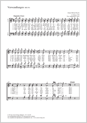 Verwandlungen Score, separate edition from a choral collection