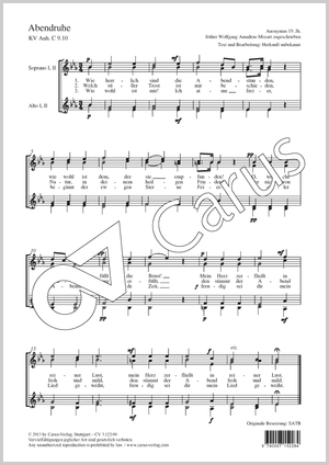 Wolfgang Amadeus Mozart: Abendruhe - Noten | Carus-Verlag