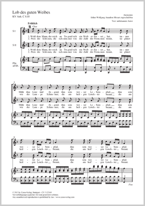 Lob des guten Weibes Partition, édition séparée avec recueil de musique chorale