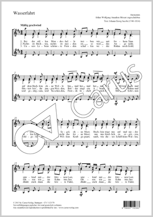 Wasserfahrt Partitur, Einzelausgabe aus Chorbuch