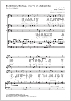 Hail to the Myrtle Shade Partitur, Einzelausgabe aus Chorbuch