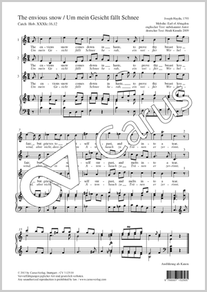 The envious snow (Um mein Gesicht fällt schnee) Partition, édition séparée avec recueil de musique chorale