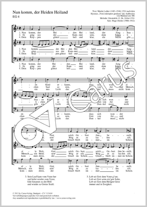 Nun komm, der Heiden Heiland Partitur, Einzelausgabe aus Chorbuch