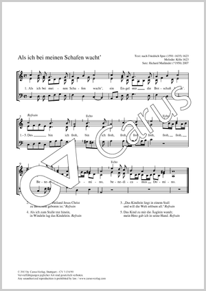 Als ich bei meinen Schafen wacht' Score, separate edition from a choral collection