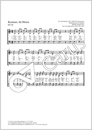 Kommet, ihr Hirten Score, separate edition from a choral collection