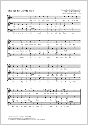 Ehre sei dir, Christe Partitur, Einzelausgabe aus Chorbuch