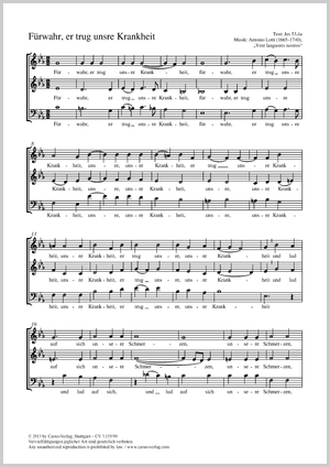 Fürwahr, er trug unsre Krankheit Score, separate edition from a choral collection
