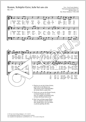 Komm, Schöpfer Geist, kehr bei uns ein Score, separate edition from a choral collection