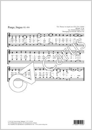Pange lingua Score, separate edition from a choral collection