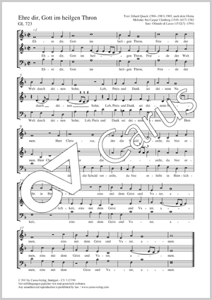 Ehre dir, Gott im heilgen Thron Partitur, Einzelausgabe aus Chorbuch