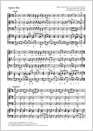 Christian Gottlob August Bergt Agnus Dei Noten Chormusik Kaufen