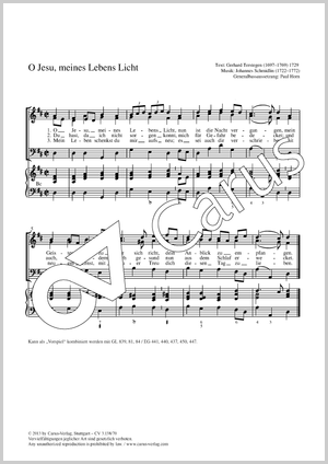 O Jesu, meines Lebens Licht Partition, édition séparée avec recueil de musique chorale