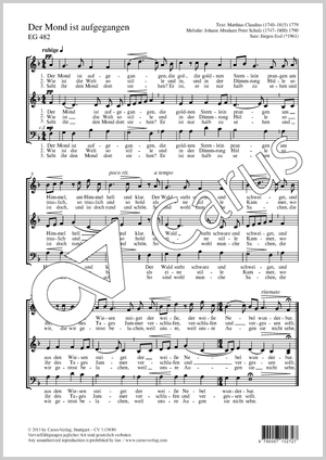 Der Mond ist aufgegangen Partition, édition séparée avec recueil de musique chorale