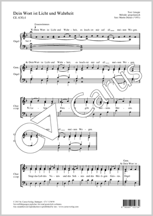 Dein Wort ist Licht und Wahrheit Partition, édition séparée avec recueil de musique chorale