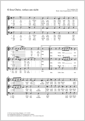 O Jesu Christ, verlass uns nicht Partitur, Einzelausgabe aus Chorbuch