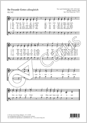 Ihr Freunde Gottes allzugleich Partitur, Einzelausgabe aus Chorbuch