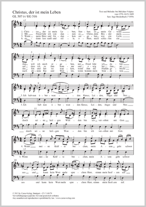 Christus, der ist mein Leben Partitur, Einzelausgabe aus Chorbuch