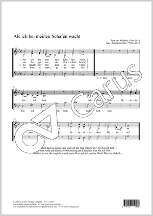 Als ich bei meinen Schafen wacht Partition, édition séparée avec recueil de musique chorale