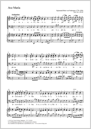 Ave Maria Partitur, Einzelausgabe aus Chorbuch