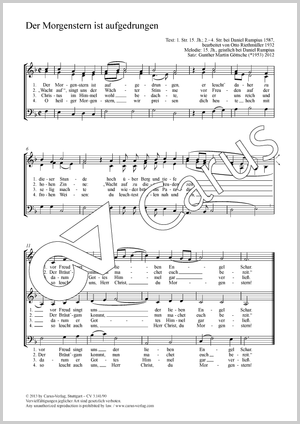 Gunther Martin Göttsche (arr.): Der Morgenstern ist aufgedrungen - Noten | Carus-Verlag