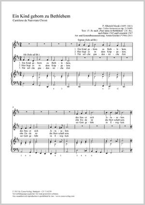 Ein Kind geborn zu Bethlehem Partitur, Einzelausgabe aus Chorbuch