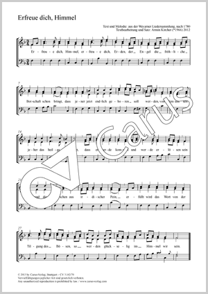 Erfreue dich, Himmel Partition, édition séparée avec recueil de musique chorale