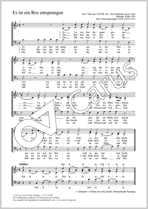 Es ist ein Ros entsprungen Score, separate edition from a choral collection