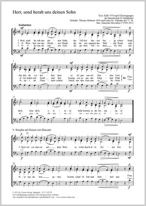 Herr, send herab uns deinen Sohn Partition, édition séparée avec recueil de musique chorale