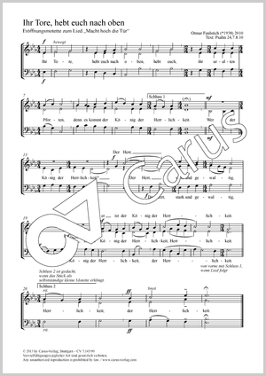 Ihr Tore, hebt euch nach oben Score, separate edition from a choral collection