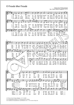 O Freude über Freude Score, separate edition from a choral collection