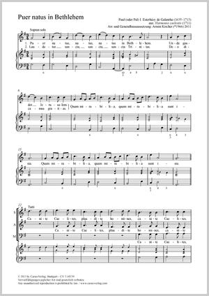 Puer natus in Bethlehem Partition, édition séparée avec recueil de musique chorale