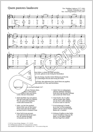 Quem pastores laudavere Partition, édition séparée avec recueil de musique chorale