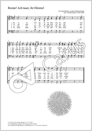 Rorate! Ach tauet, ihr Himmel Partition, édition séparée avec recueil de musique chorale