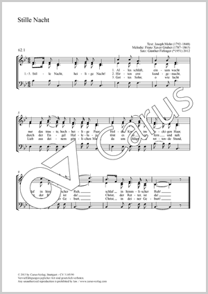Stille Nacht Partition, édition séparée avec recueil de musique chorale