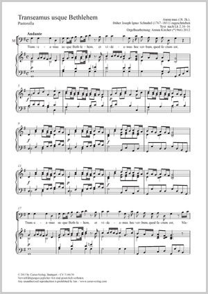 Anonymus / Armin Kircher (arr.): Transeamus usque Bethlehem - Noten | Carus-Verlag