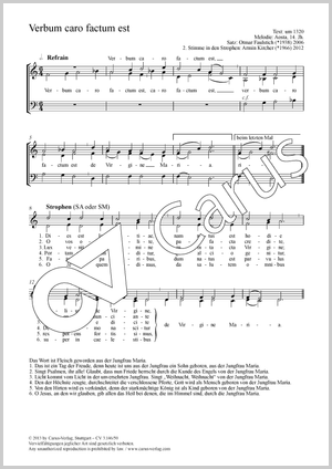Verbum caro factum est Score, separate edition from a choral collection