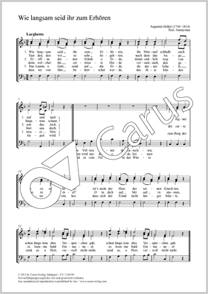 Wie langsam seid ihr zum Erhören Partition, édition séparée avec recueil de musique chorale