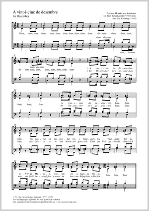 A vint-i-cinc de desembre Im Dezember Partition, édition séparée avec recueil de musique chorale