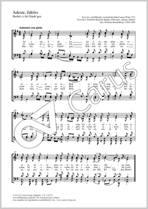 Adeste, fideles (Herbei, o ihr Gläub'gen) Herbei, o ihr Gläub'gen Partitur, Einzelausgabe aus Chorbuch
